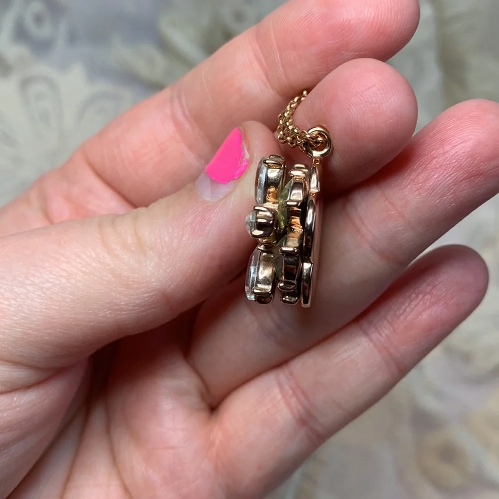 Kate Spade Rose Gold Floral Crystal Pendant Necklace Nwot - Picture 10 of 12